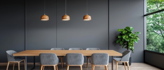 Clean and Modern Dining Space with Wooden Table and Chairs in Quality