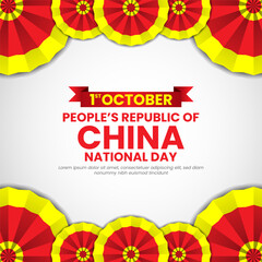 China National Day banner with flag ornament decoration. National Day of the People's Republic of China