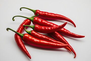 Vibrant Red Chili Peppers Isolated on Clean White Background