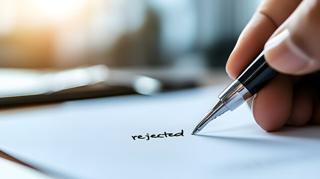 Blacklisted document with a persons image stamped with rejected