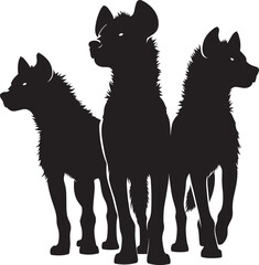 Hyena Group Silhouette isolated on white background Minimalist hyena vector shape icon