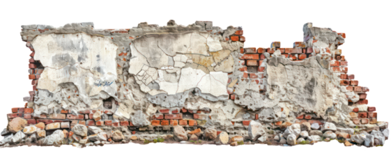 The wall of bricks or piled rocks texture on empty a transparent background. Close up Various textured pieces isolated on background