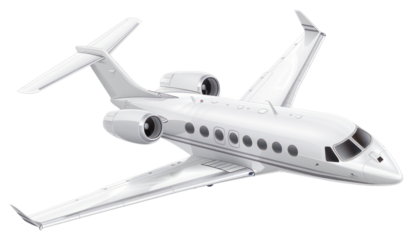 PNG White private jet transportation aircraft airplane.