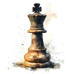 Watercolor Chess Queen.