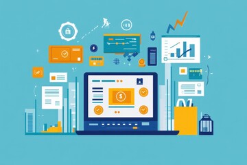 Modern Online Banking Interface with Transaction Icons