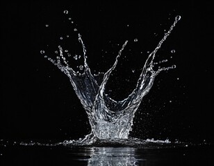 Transparent water splash and wave. water drops isolated on black background. Ai generated images