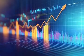 Fototapeta premium Dynamic Stock Market Analysis Concept with Arrow and Grid in Modern Flat Design