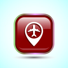 Obraz premium Airplane Icon Button Design Illustration. Flight Transport Sign. Travel, Holiday symbol