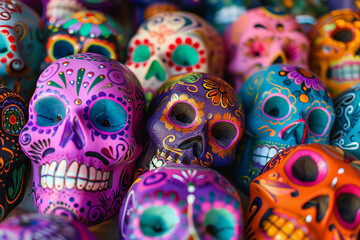 Fototapeta premium Beautiful greeting card with bright holiday composition for happy to joy celebrate dia de muertos