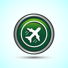 Airplane Icon Button Design Illustration. Flight Transport Sign. Travel, Holiday symbol