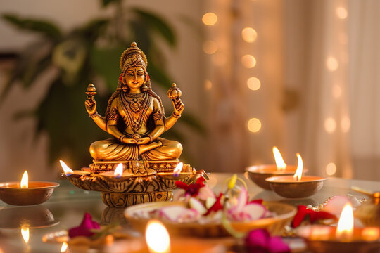 Beautiful greeting card with bright holiday composition for happy and celebrate Diwali