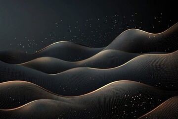 Obraz premium Abstract black and gold waves with sparkle. Perfect for luxury, elegant, and modern designs.