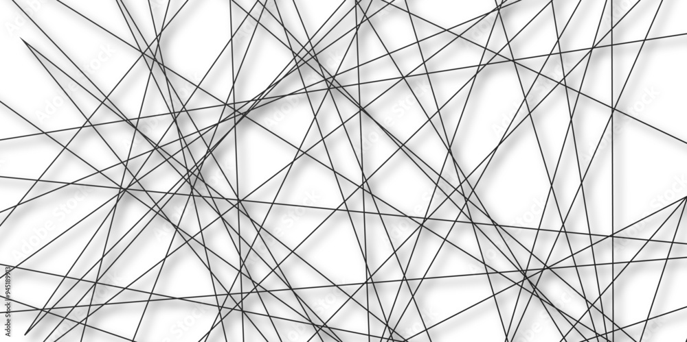 Poster Abstract black lines with white background. Creative and geometric shape with luxury pattern and paper texture design. abstract background with stripes for website design Technology background.	