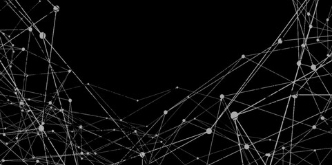 black network patterned background. Connection background with lines and dots. abstract polygons plexus vector background, digital data visualization. futuristic shape. Computer generated background.