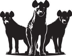Hyena Group Silhouette isolated on white background Minimalist hyena vector shape icon