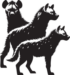 Hyena Group Silhouette isolated on white background Minimalist hyena vector shape icon