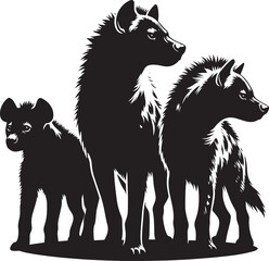 Hyena Group Silhouette isolated on white background Minimalist hyena vector shape icon
