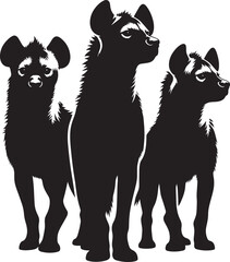 Hyena Group Silhouette isolated on white background Minimalist hyena vector shape icon
