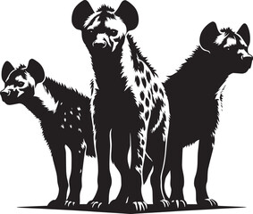 Hyena Group Silhouette isolated on white background Minimalist hyena vector shape icon