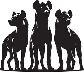 Hyena Group Silhouette isolated on white background Minimalist hyena vector shape icon