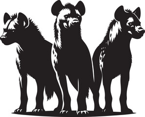 Hyena Group Silhouette isolated on white background Minimalist hyena vector shape icon