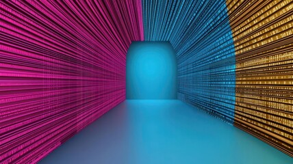 Obraz premium Big data analysis, digital streams of data points, 3D illustration