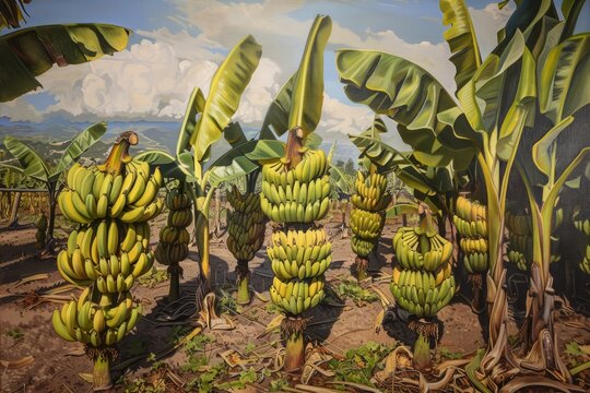 Harvest of ripe picked bananas. Harvesting concept.