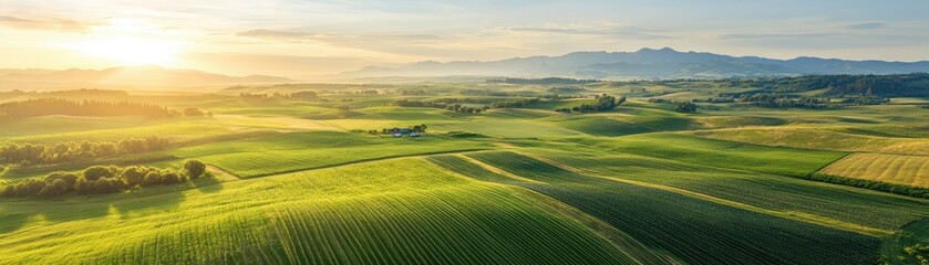Obraz premium Bountiful Organic Farm: Sustainable Agriculture and Crop Rotation Practices in Picturesque Setting