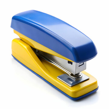 recommend clip art: blue and yellow stapler isolated on white background