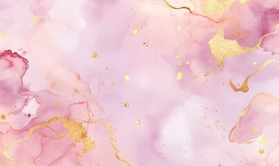 soft watercolor wet background in blush pink and gold foil tones, Generative AI