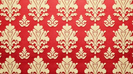 Royal damask pattern, deep crimson and gold, elegant luxury, watercolor style