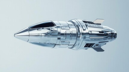 A chrome effect spaceship design with futuristic details and metallic reflections, chrome effect, spaceship, futuristic