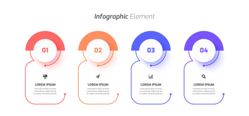 Business Infographic Template Design with Abstract Design, Icon and 4 Options for Presentation