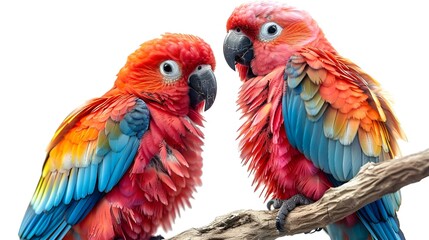 Obraz premium two colorful birds on a branch. 