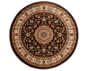 Naklejka premium Elegant round rug featuring intricate floral patterns, PNG