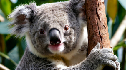 Obraz premium Koala Resting on a Tree in a Natural Habitat