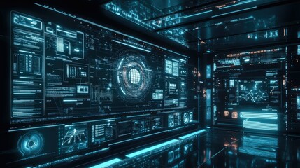 Fototapeta premium A digital interface showing a communication network, highlighting advanced systems.