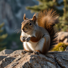 Fototapeta premium Squirel on the rock
