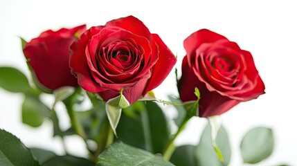 Three Red Roses Close Up