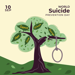 World Suicide Prevention Day Concept Art Illustration Post