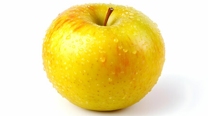 Fresh Yellow Apple with Water Droplets