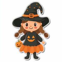 Cute Girl's Halloween Costume Sticker Design