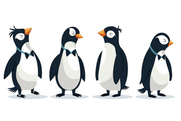 Obraz premium Adorable Penguins Huddling Together - Arctic Wildlife Family Scene in Cartoon Style