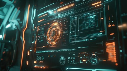 Fototapeta premium A futuristic communication interface with glowing lines, symbolizing advanced technology.