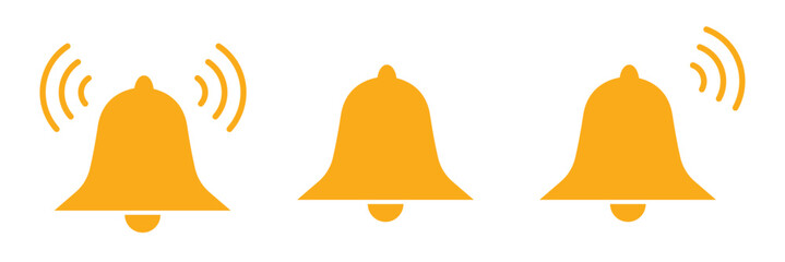 Notification bell icons . Alarm symbol. Incoming inbox message. Ringing bells. vector illustration.