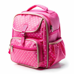 pink color children school bag isolated on white background