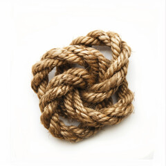Jute rope with knot on white background