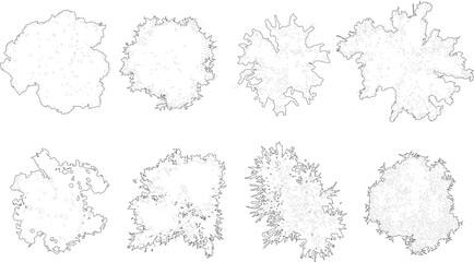 Tree plan outline silhouettes - top view 7