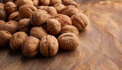 Rustic Abundance: Close-Up of Whole Walnuts in Their Shells