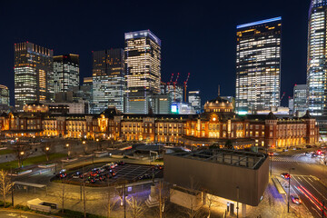 Fototapeta premium 東京夜景 東京駅丸の内口